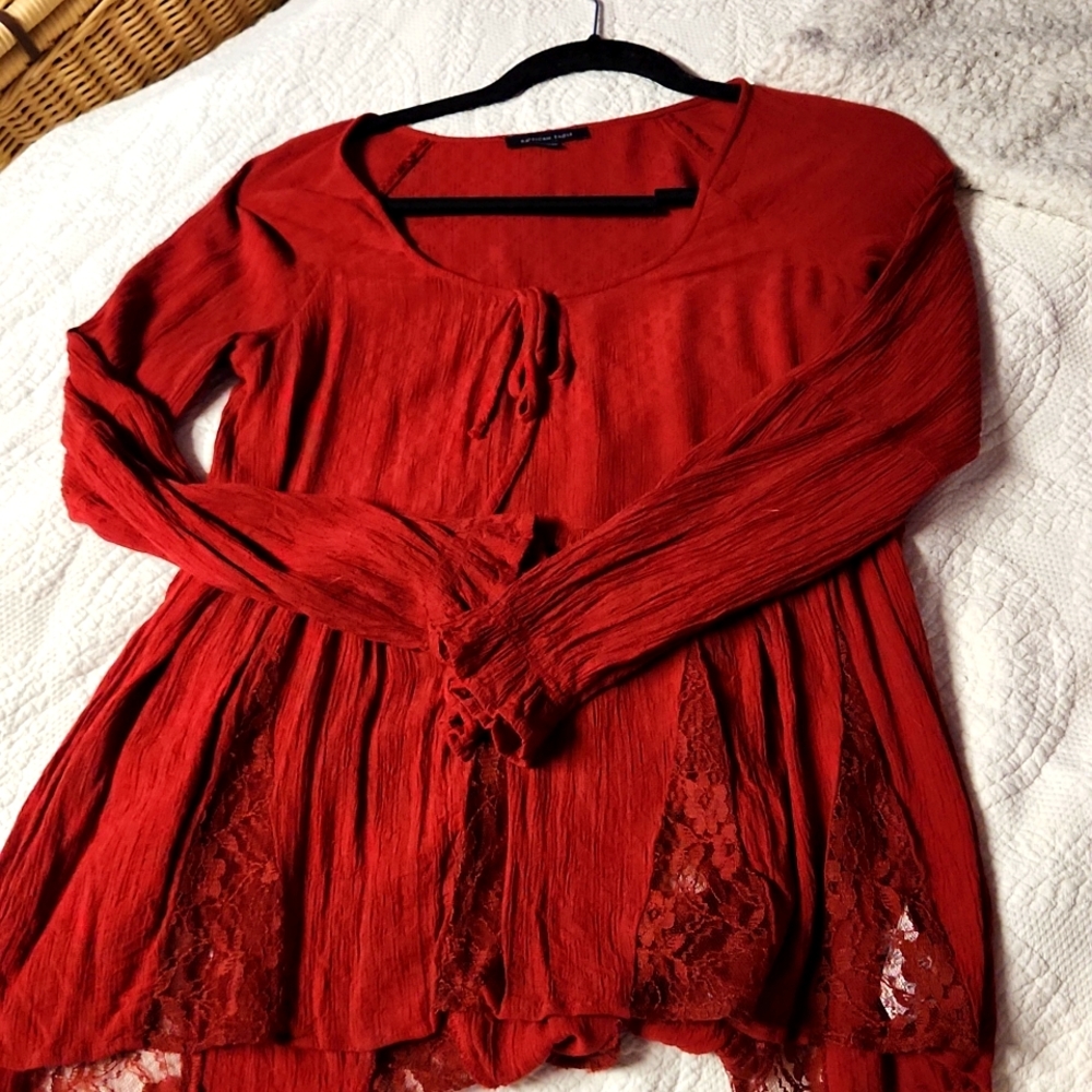 Red flowy blouse